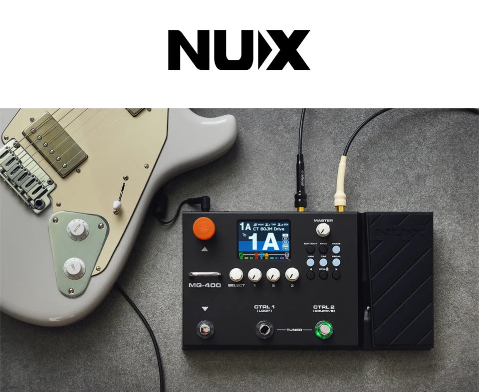 NUX MG-400 Professional Guitar Multi Effects Pedal Amp Modeling 512 samples IR 10 Independent Moveable Signal Blocks