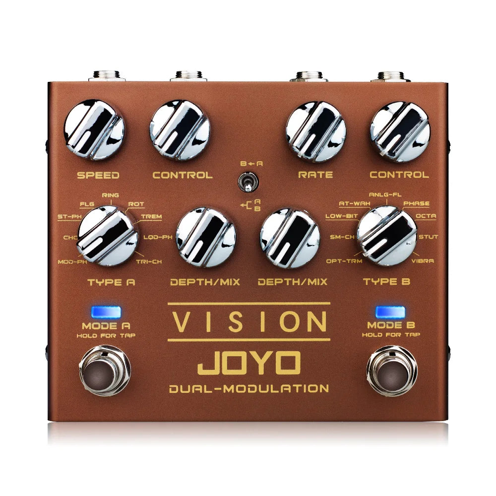 JOYO R-09 Modulation Multi Effects Pedal Stereo Input & Output 2 Modules Each 9 Effects Pedal with Independent SPEED/RATE Knobs