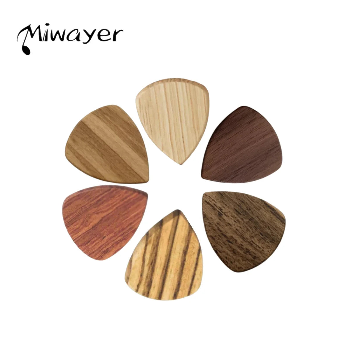 Miwayer 6 Pcs Wooden Guitar Pick 2mm, String Instrument Accessories Wood Guitar Plectrums For Electric, Acoustic, or Bass Guitar