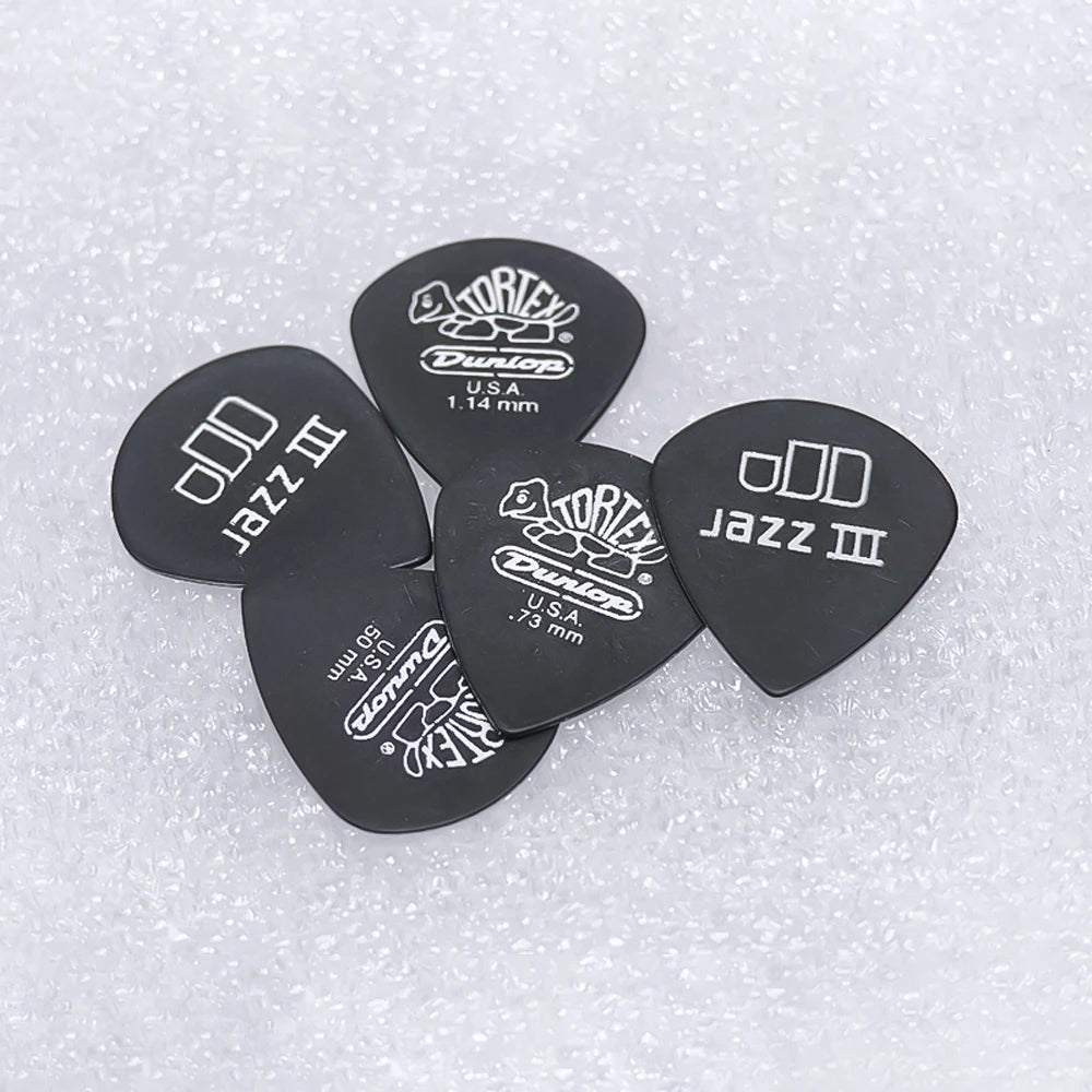 Dunlop Guitar Picks Tortex Pitch Black Jazz III Pick Plectrum Mediator 0.5/0.6/0.73/0.88/1.0/1.14/1.35/1.5 mm Guitar Accessories