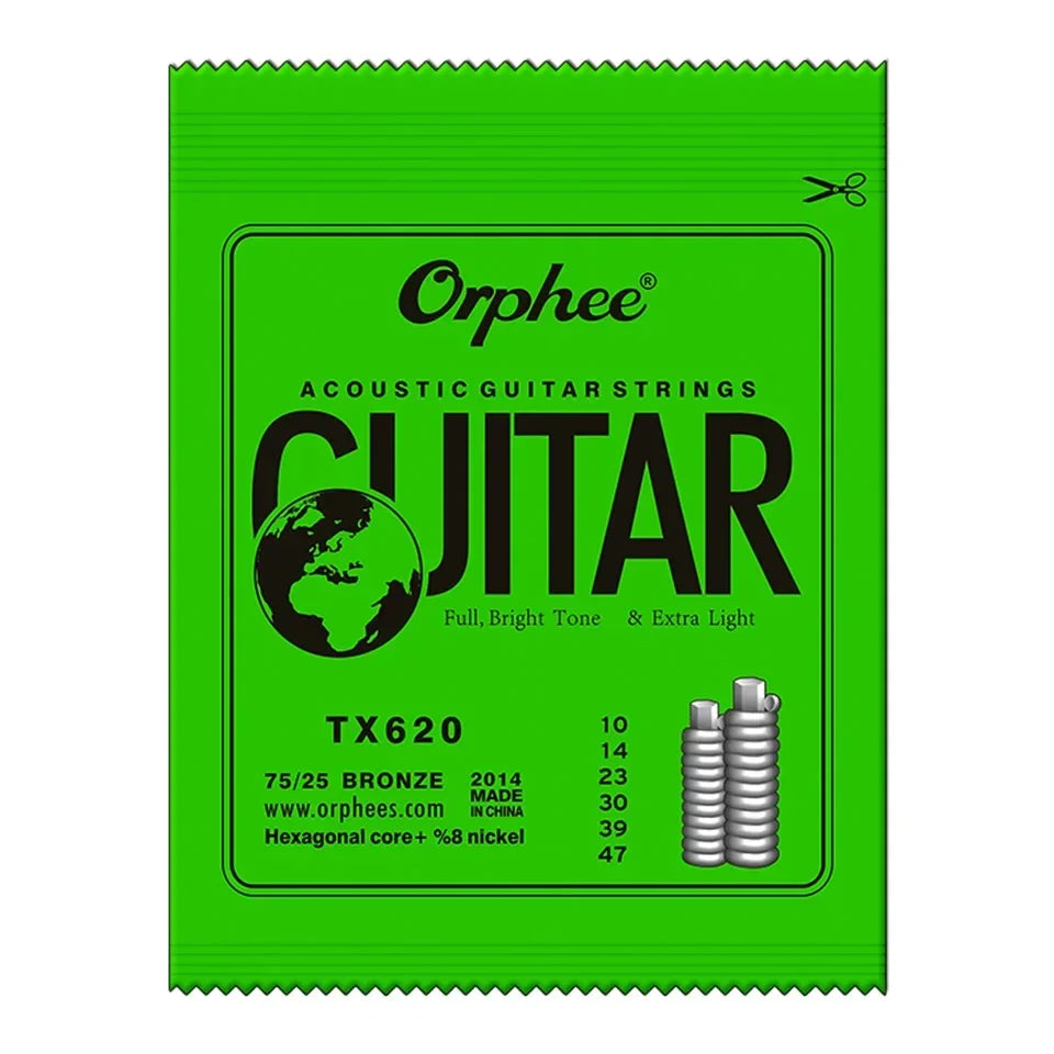 Orphee Acoustic Guitar String Carbon Steel Hexagonal Core Full Bright Tone Stringed Instrument Guitar Parts Folk Guitar String