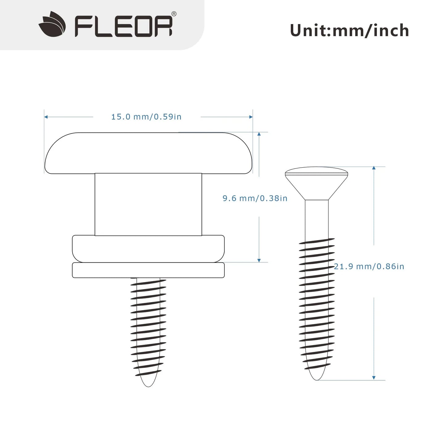 FLEOR 1 Pair of Mushroom Head Guitar Strap Locks Straplocks Buttons Gold/Chrome/Black Choose for Guitar Parts