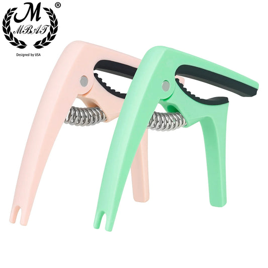 M MBAT Universal Guitar Capo Guitar Capo for Acoustic Electric Guitars Ukulele Mandolin Banjo Guitar Parts Accessories Cyan Pink