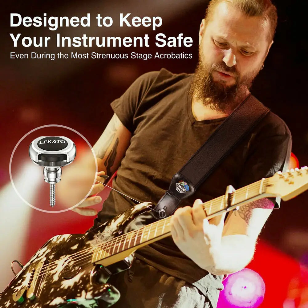 LEKATO Guitar Strap Button Locks Quick Release Security Retainer Anti-Rust Metal
