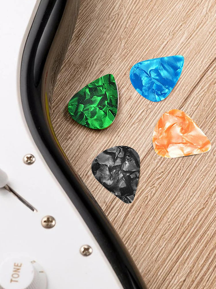 10Pcs Electric Guitar Picks Colorful Guitar Picks & Pick Holder Set Bass Picks Multifunction Celluloid Guitar Accessories