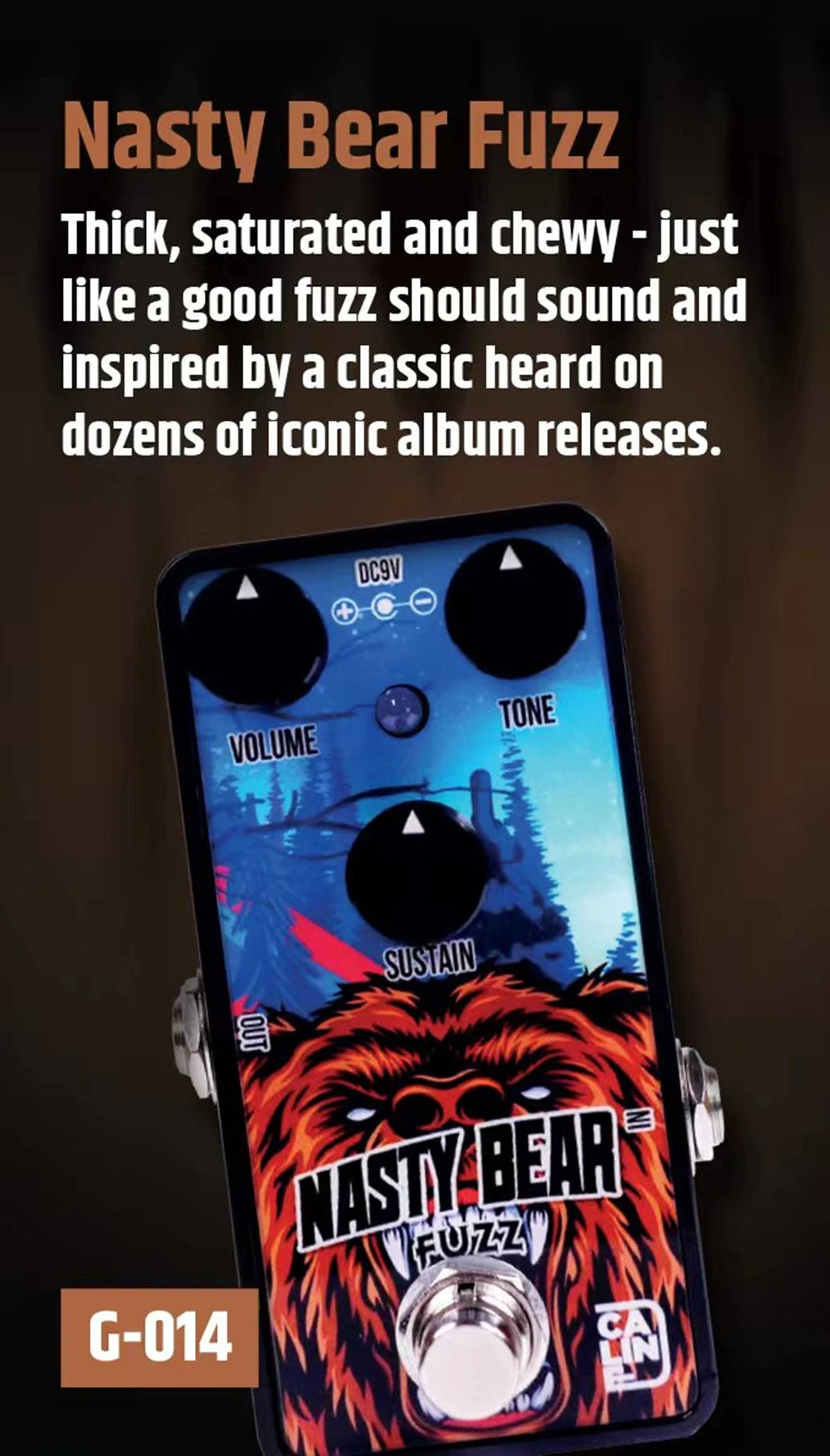 Caline G014 Nasty Bear Classic Fuzz Guitar Effect Pedal True Bypass Electric Guitar Parts & Accessories