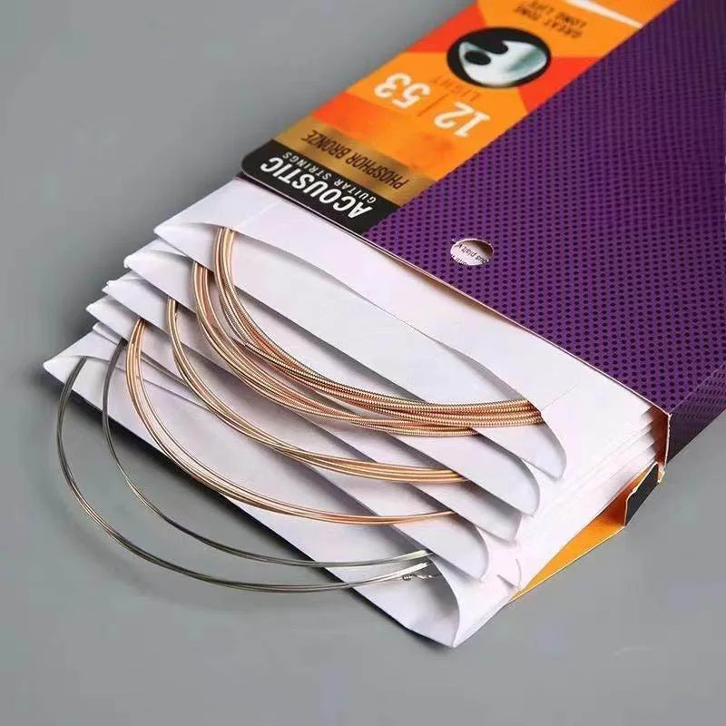 Professional Electric & Acoustic Guitar Strings Set Coated Phosphor Bronze & Brass Strings for Long Life Clear Tone Anti-Rust