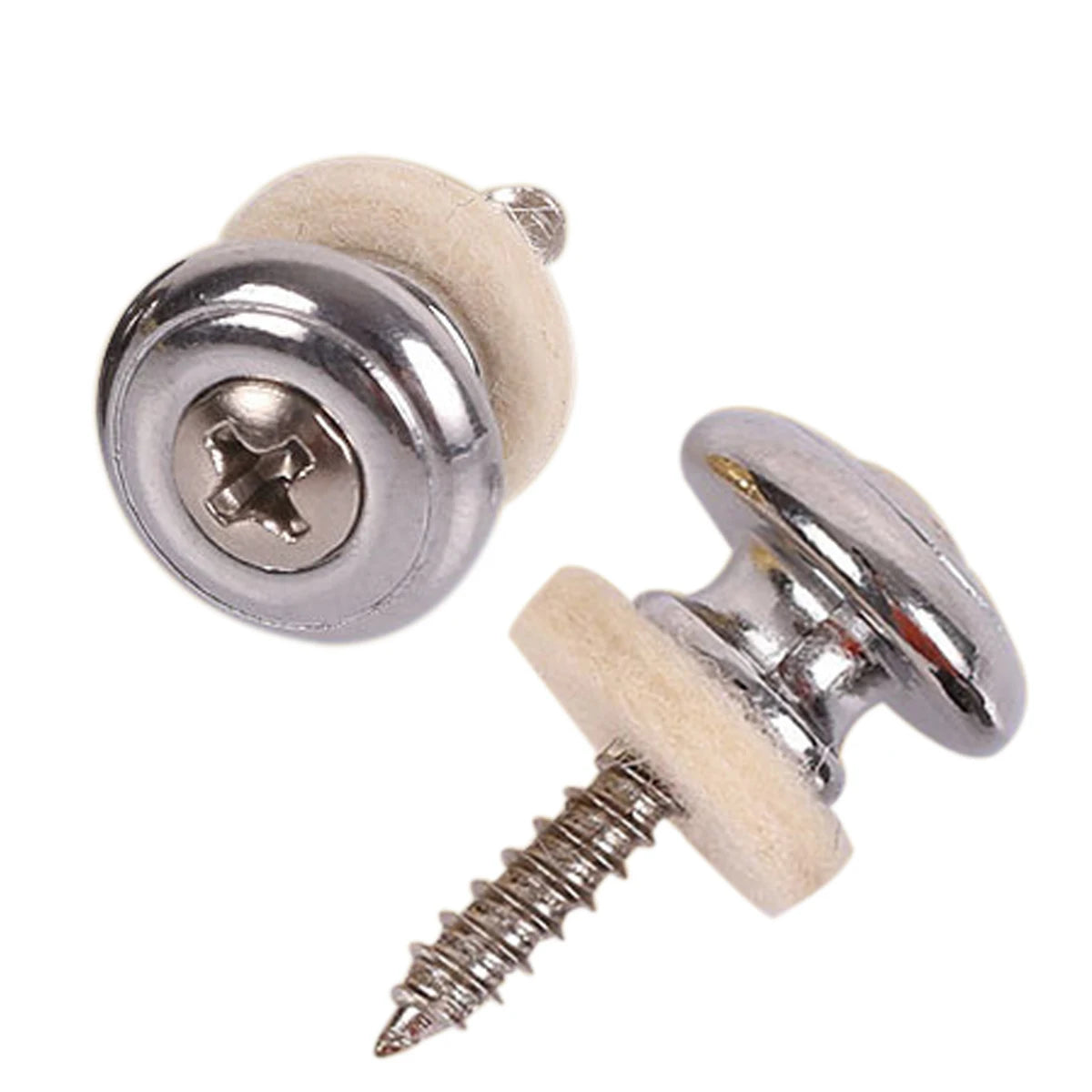 2pcs Chrome Copper Guitar Strap Locks Mushrooms Heads Guitar Bass Strap Locks Pins Belt Buckle Buttons Silver/Black/Silver New