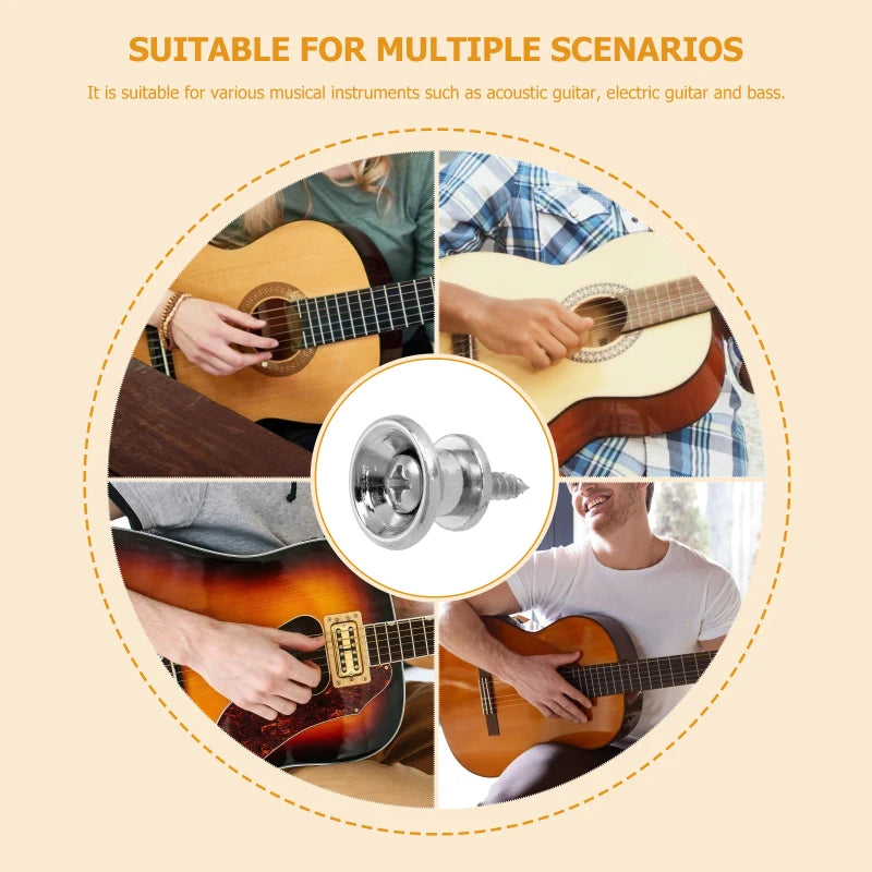 10pcs Guitar Strap Metal Tail Nail Instrument Safe Lock Bass Buckle Parts Accessories For Acoustic Electric Guitars