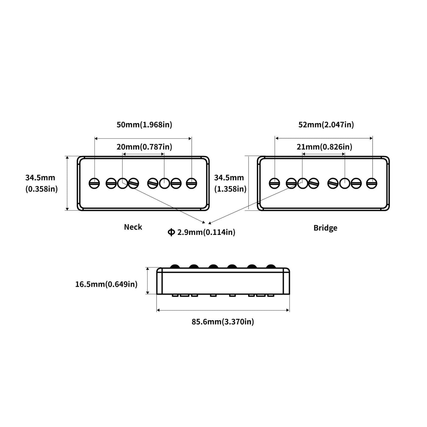 Phrilam ProP90-BLA High output Alnico5 P90 Soapbar Single Coil Pickup for Les Paul LP SG Electric Guitar Neck Bridge Pickups Set