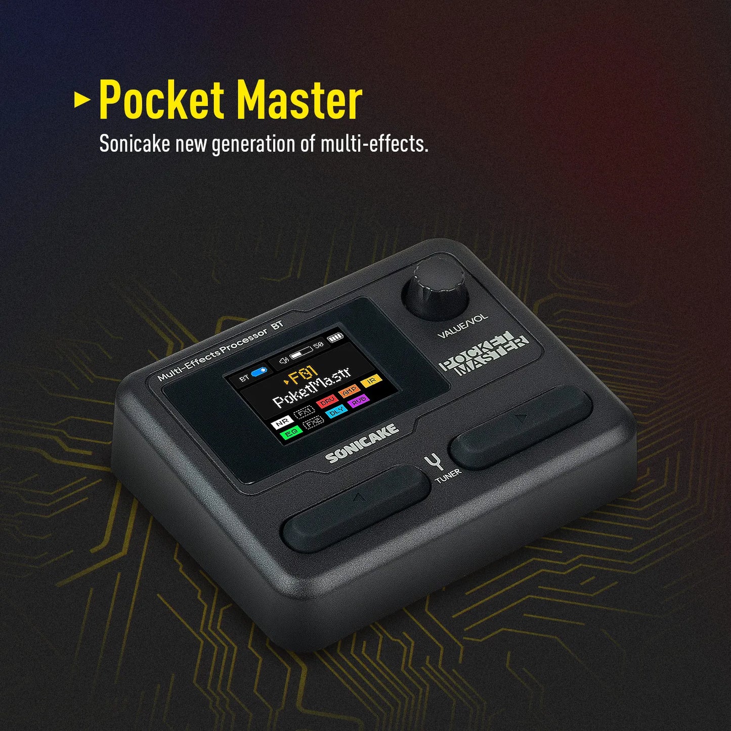 SONICAKE Pocket Master Colorful Case English Global Version Guitar Bass Amp 100+ Multi-Effects Pedal APP Control Rechargeable