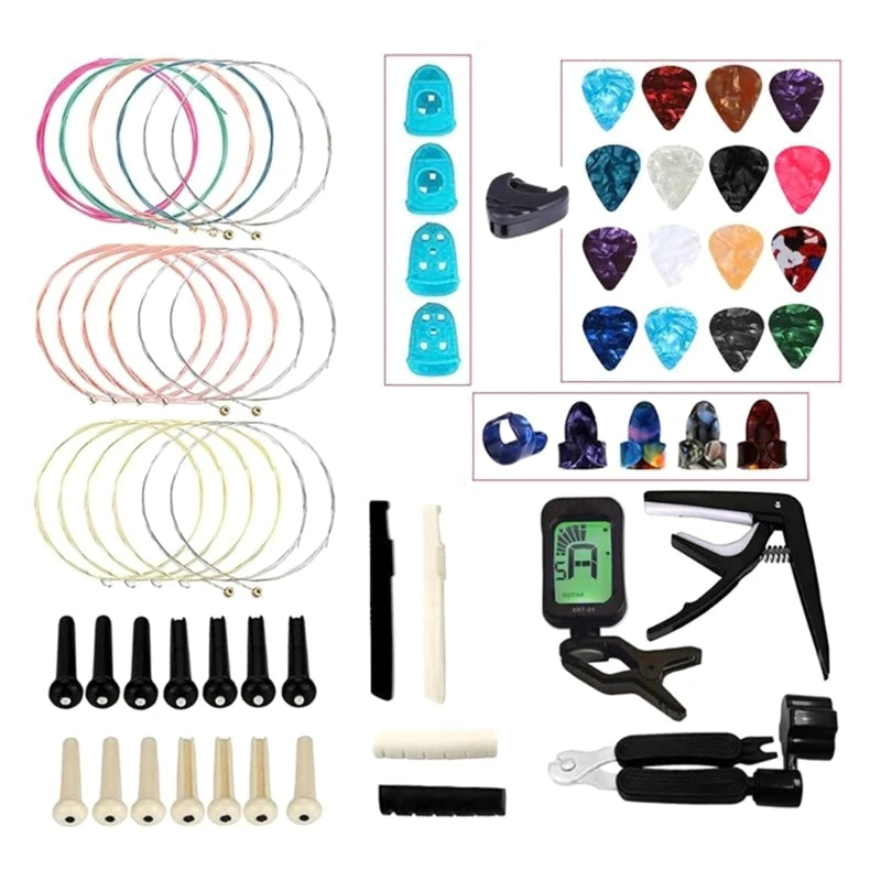 Guitar Accessories Kits Guitar Picks & Capo & Tuner & Guitar Strings & String Bone Bridge Saddle & Bridge Pins and Nut