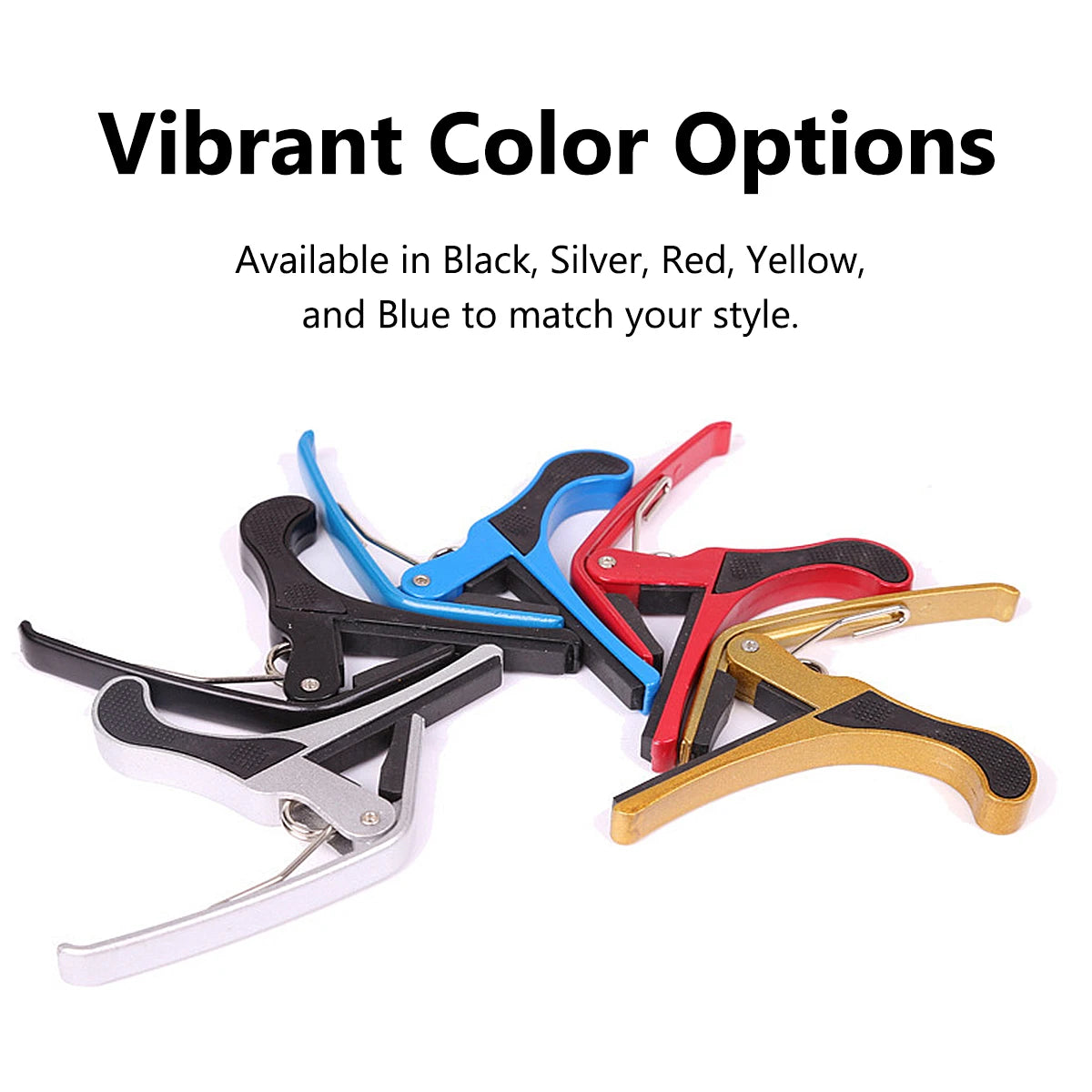 Miwayer 1PC Metal Guitar Big Capo with Silicone Pad - 5 Colors, Quick Change, Steel Springs,  No Fret Buzz