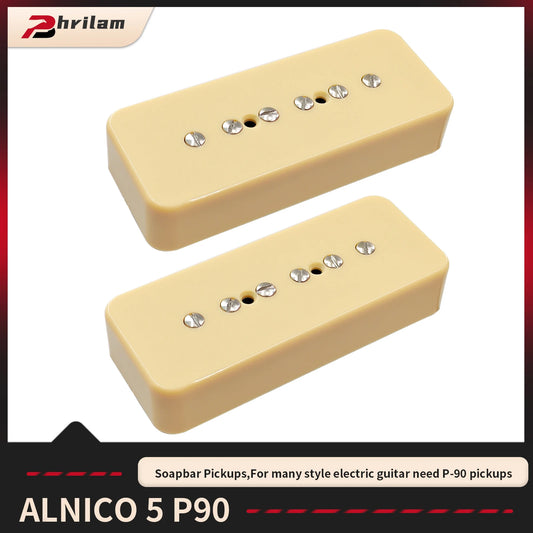 Phrilam ProP90-BLA High output Alnico5 P90 Soapbar Single Coil Pickup for Les Paul LP SG Electric Guitar Neck Bridge Pickups Set