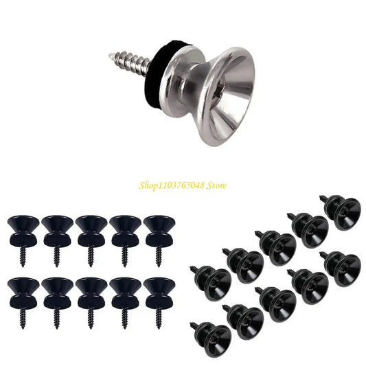 10Pcs Guitar Strap Locks Buttons End Pin Security Straplocks for Acoustics, Ukuleles, Bass, Banjos Easy to Install