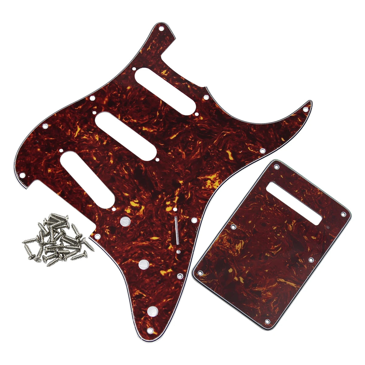 FLEOR ST SSS Electric Guitar Pickguard 11 Hole Scratch Plate & Back Plate & Screws, 13 Colors Choose
