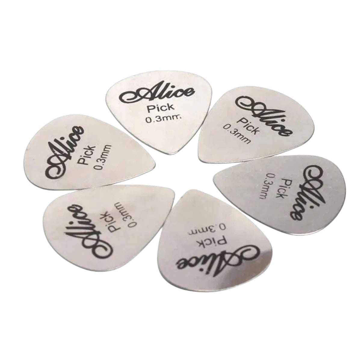 Alice 10Pcs Metal Guitar Pick 0.3mm Thin Durable Silver Color Professional Bass Ukelele Guitar Picks Guitar Amplifier Bass Guita