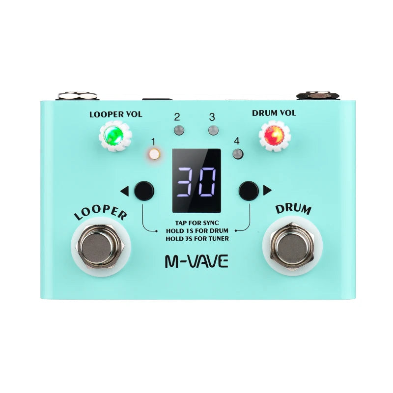 M-VAVE Guitar Effect Pedal Drum Looper Effector 30 Drums 11 Mins Looper Recoding Time High Precision Tuner LOST TEMPO CUVAVE