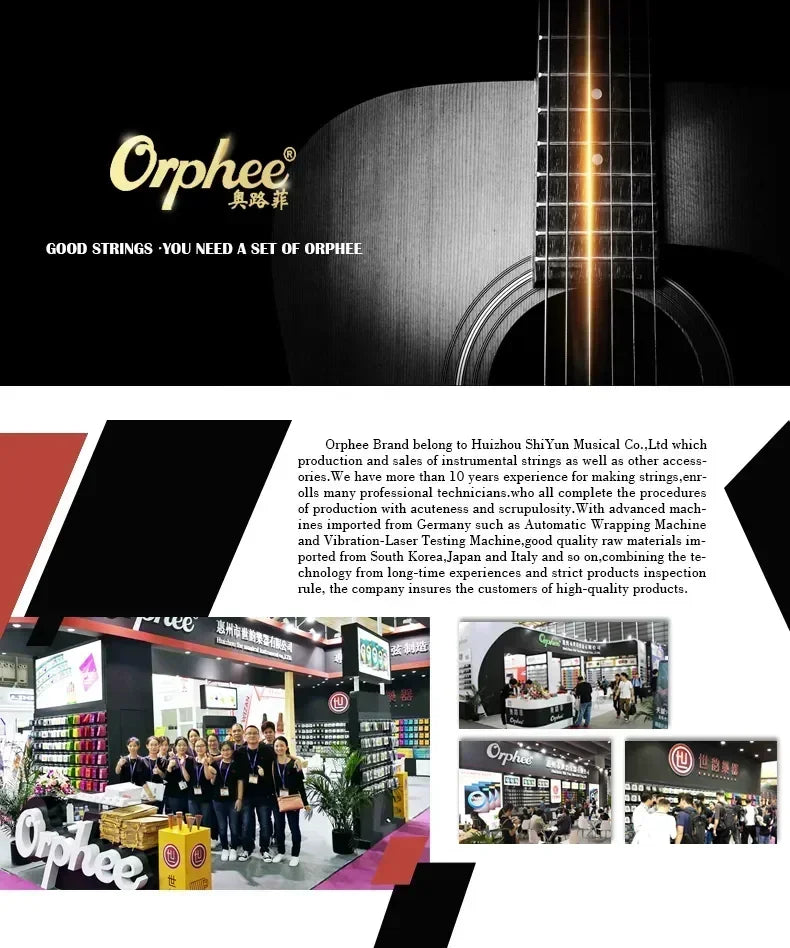Orphee Acoustic Guitar String Carbon Steel Hexagonal Core Full Bright Tone Stringed Instrument Guitar Parts Folk Guitar String