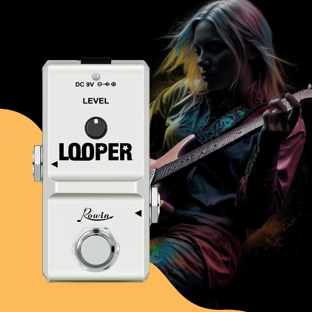 Rowin 48K NANO Looper Electric Guitar Bass Effect Loop Pedal 10 Mins of Recording Unlimited Overdubs USB Port Bypass Mini
