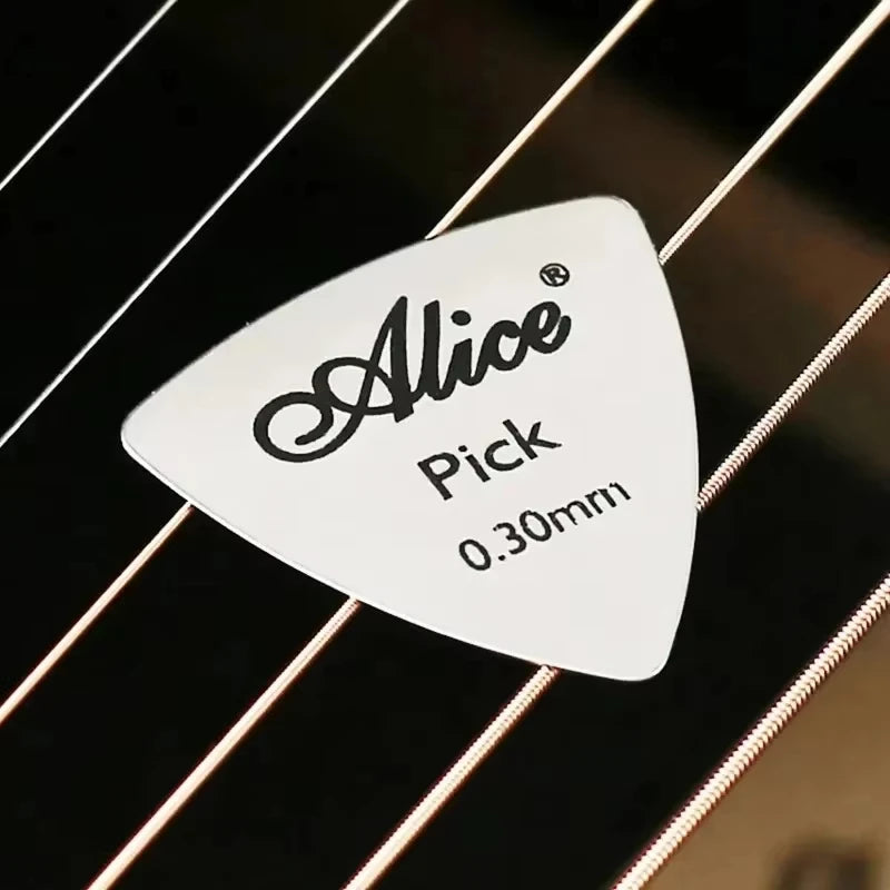 Alice 10Pcs Stainless Steel Metal Guitar Pick 0.3mm/Bright Vibrant Sounds Long Lasting Durable /for Bass & Ukelele Accessories