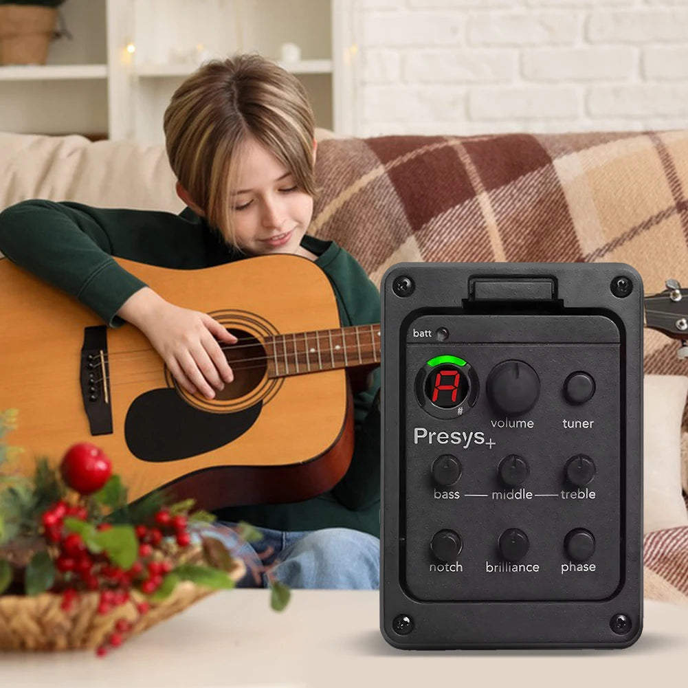 201 Classic Acoustic Guitar EQ Tuner Piezo Pickup Acoustic Guitar Preamp EQ Tuner Onboard Preamps for Fishman Presys+