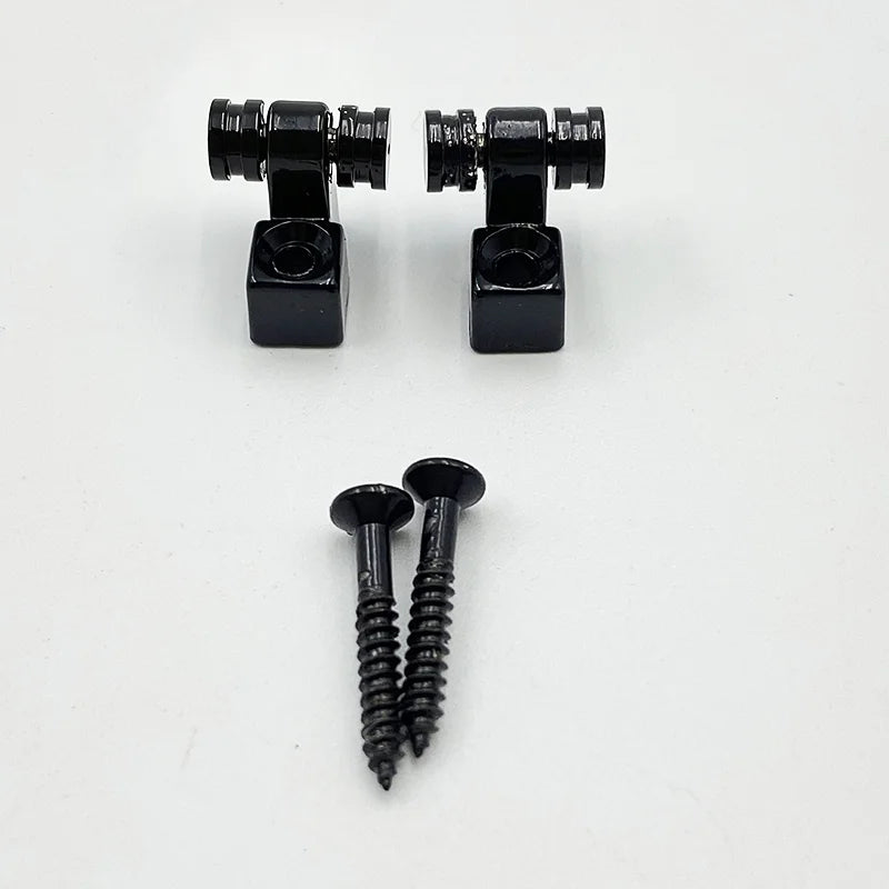 2PCS Electric Guitar Headstock String Lock Pegs – Acoustic Guitar Accessories, Silver and Black Locks, Pulley String Guide