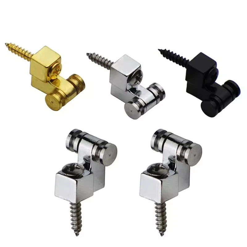 2PCS Electric Guitar Headstock String Lock Pegs – Acoustic Guitar Accessories, Silver and Black Locks, Pulley String Guide