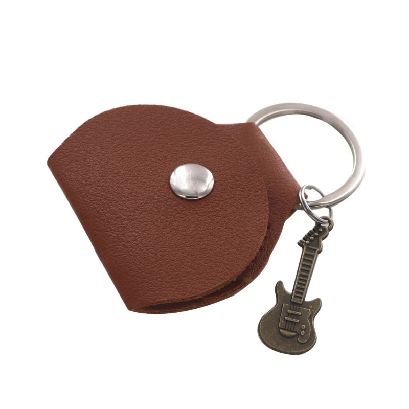Guitar Pick Storage Bag - Portable Pouch with Small Guitar Pendant & Pick Pocket
