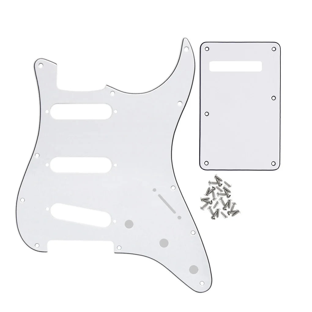 FLEOR ST SSS Electric Guitar Pickguard 11 Hole Scratch Plate & Back Plate & Screws, 13 Colors Choose