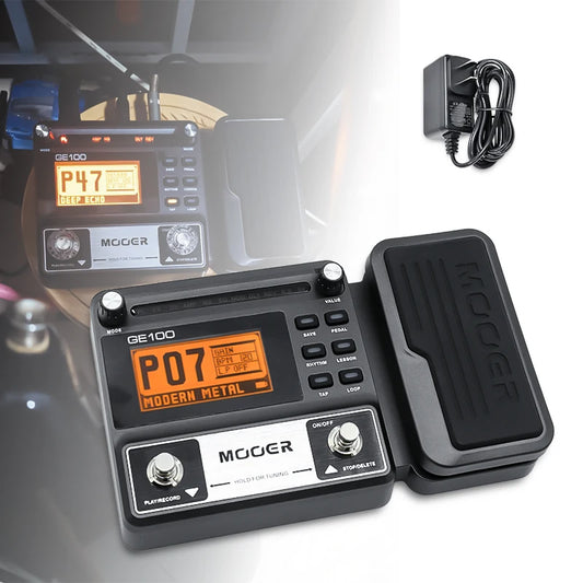 MOOER Guitar Pedal GE100 Portable Multi-Effects Processor with Drum Machine System and TAP Function