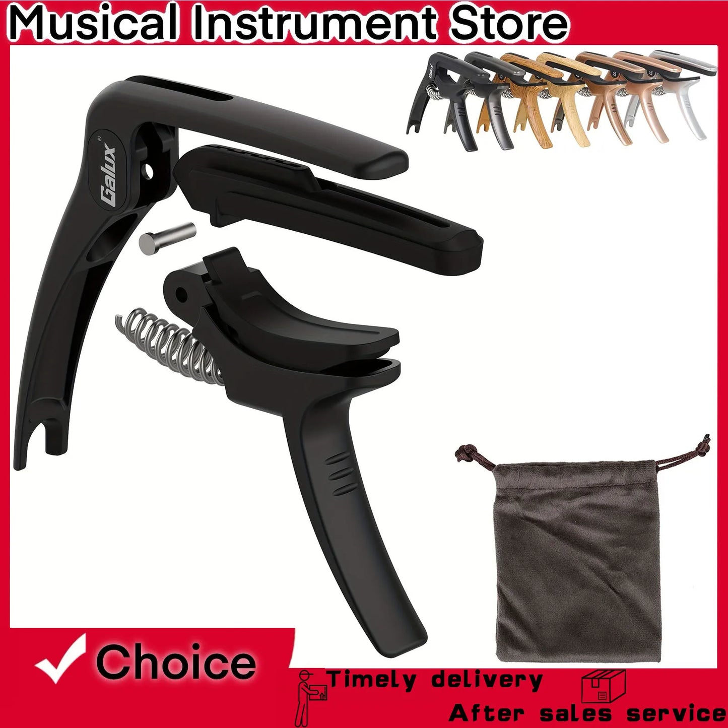 GALUX Guitar Universal Capo GC-501A Multifunctional Alloy Capo Acoustic Electric Guitar Bass Ukulele Banjo Accessories&Parts