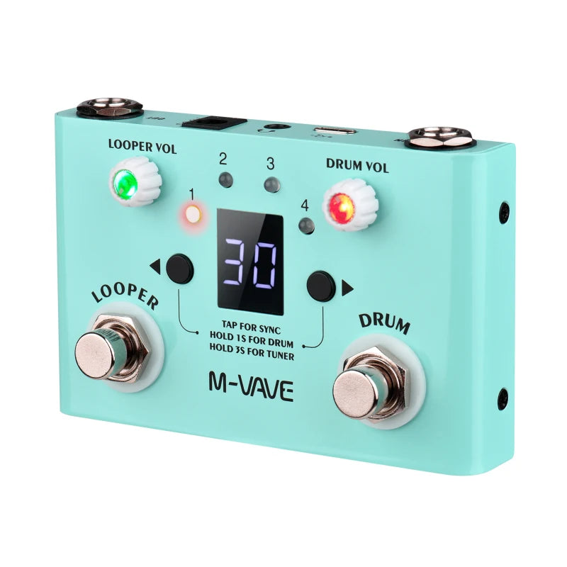 M-VAVE Guitar Effect Pedal Drum Looper Effector 30 Drums 11 Mins Looper Recoding Time High Precision Tuner LOST TEMPO CUVAVE