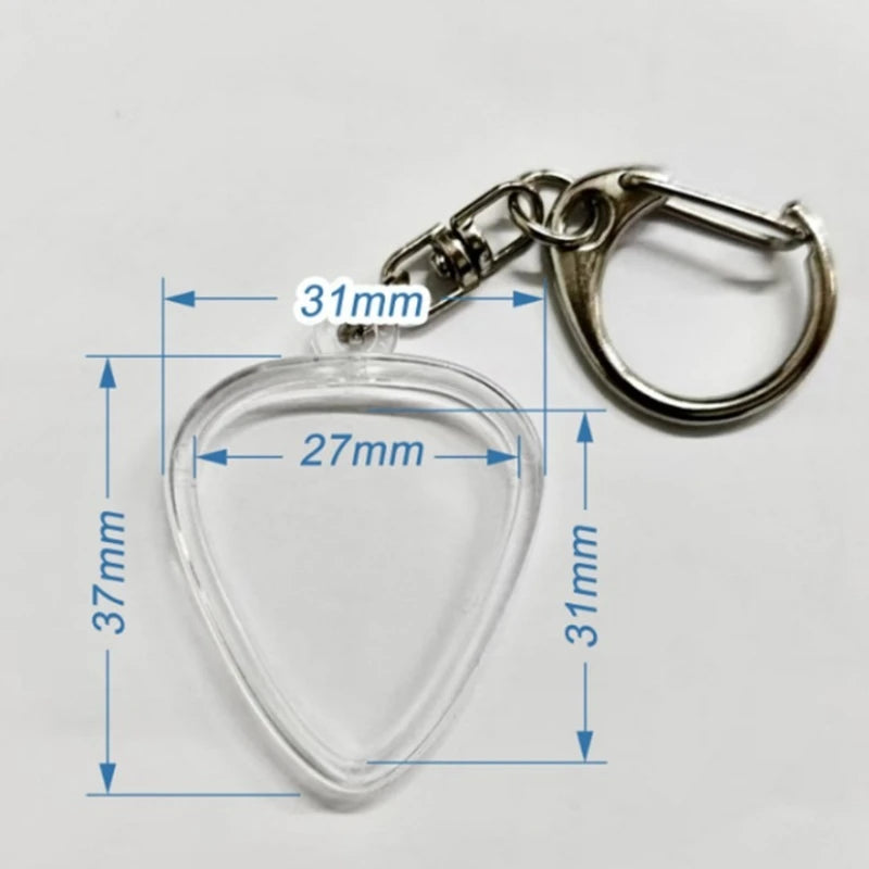 Guitar Pick Collection Box Clear Holder Keyring Bag Heart Shaped Picks Size Case Musical Accessories Guitarists Storage Key Ring