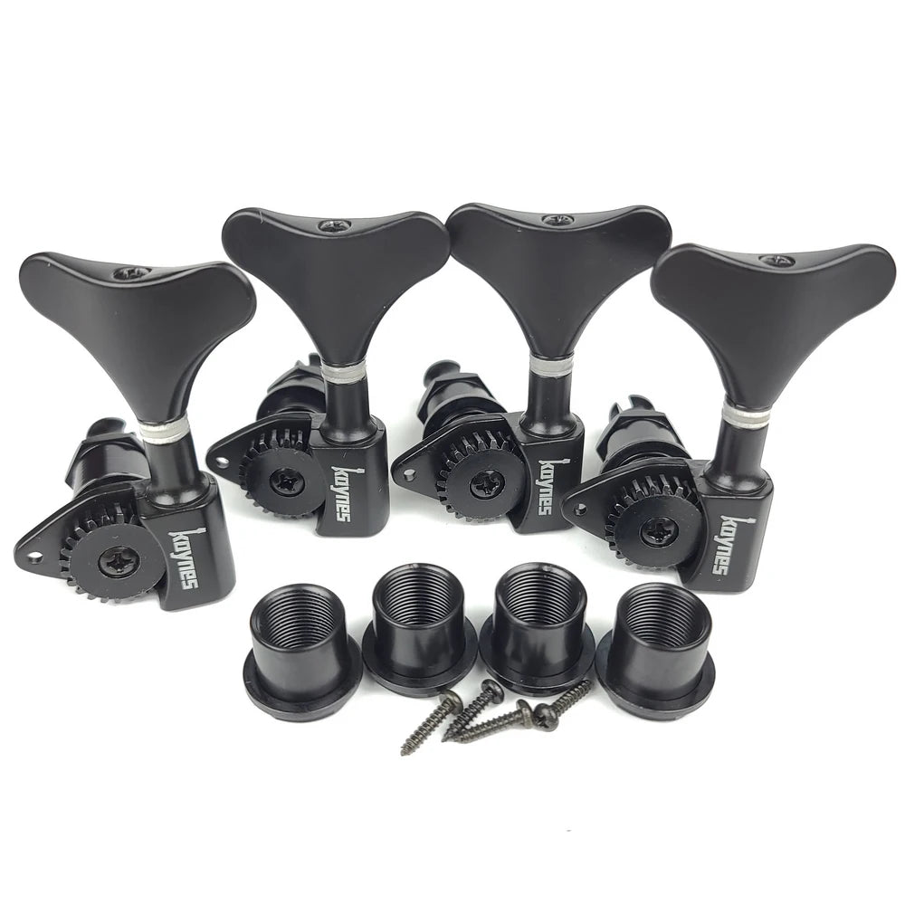 NEW KAYNES 1:24 Ratio Electric Bass Guitar Machine Heads Tuners Guitar Tuning Key Pegs Open Gear DJ342 Black