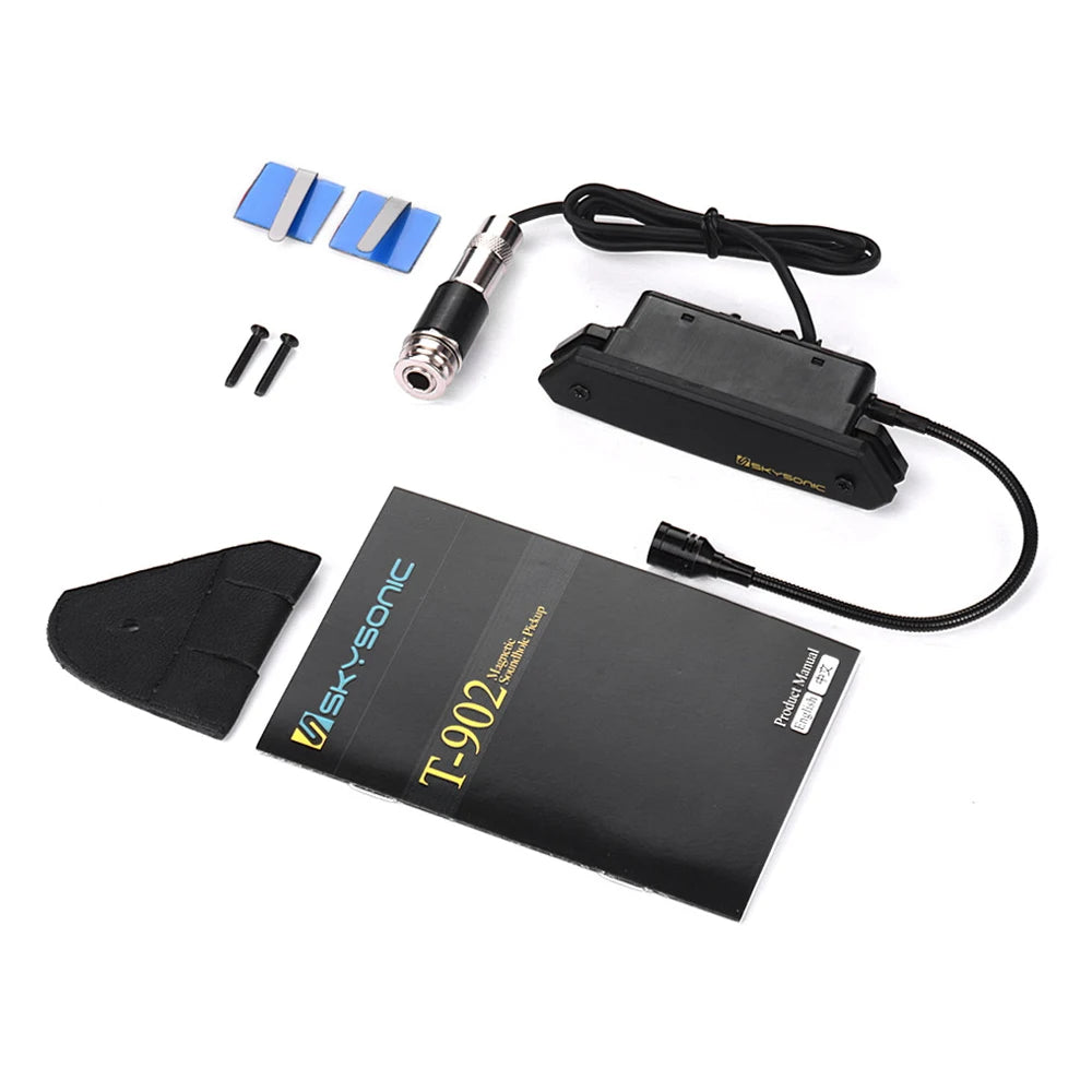 SKYSONIC T-902 Acoustic Guitar Active Soundhole Pickup Magnetic + Microphone Dual Pickup Systems with Volume Controls