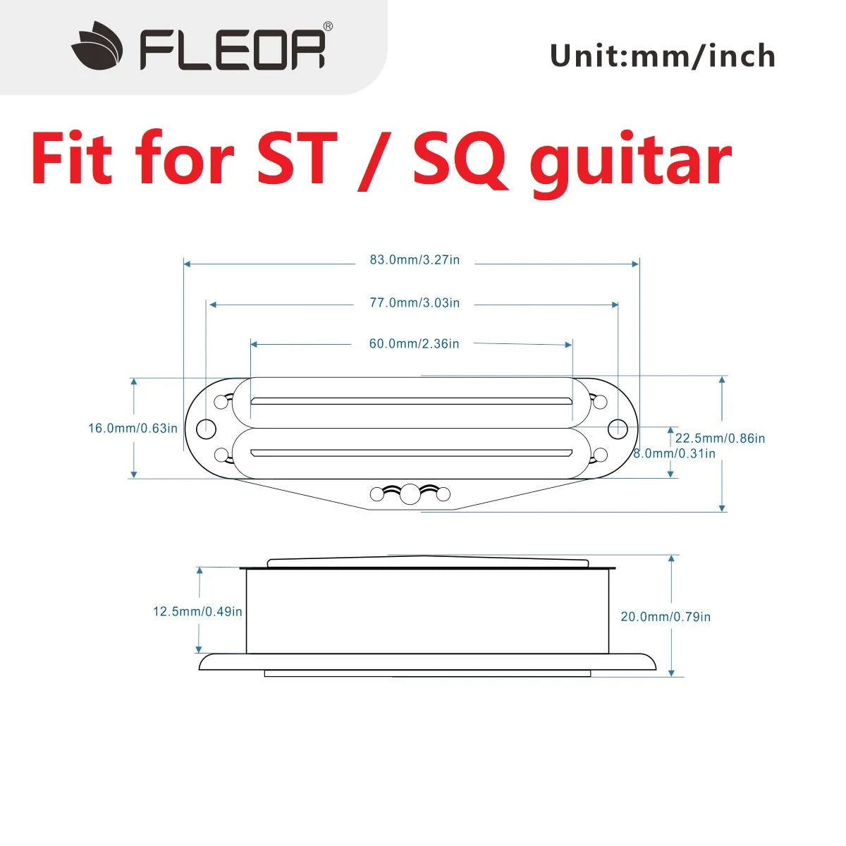 FLEOR 1PCS Alnico 5 Hot Dual Rails Humbucker Pickup Single Coil Sized fit ST/SQ Guitar Parts, Black/White/Yellow Option