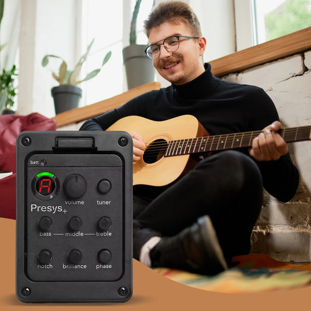 201 Classic Acoustic Guitar EQ Tuner Piezo Pickup Acoustic Guitar Preamp EQ Tuner Onboard Preamps for Fishman Presys+