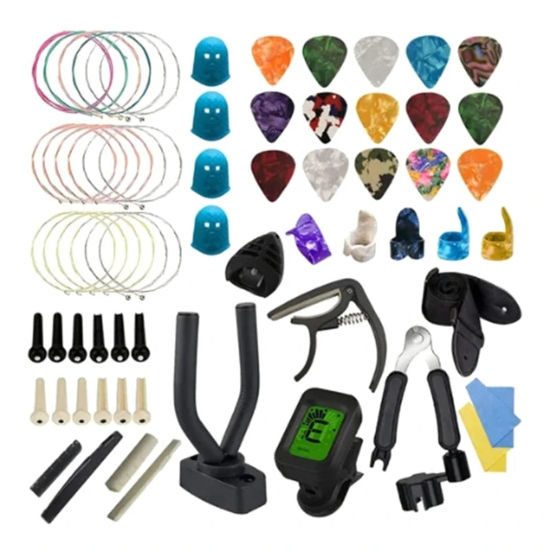Guitar Accessories Kits Guitar Picks & Capo & Tuner & Guitar Strings & String Bone Bridge Saddle & Bridge Pins and Nut