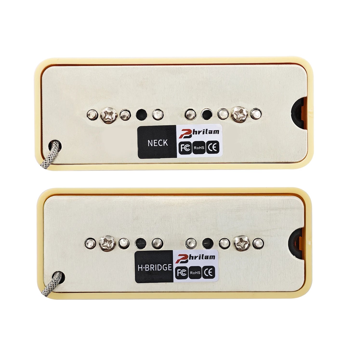 Phrilam ProP90-BLA High output Alnico5 P90 Soapbar Single Coil Pickup for Les Paul LP SG Electric Guitar Neck Bridge Pickups Set