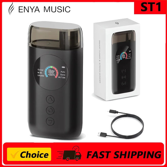 Enya Smart Automatic Guitar Tuner, Full-color LCD Screen - Metronome & String Winder - for Electric Guitars, Acoustic Guitars,