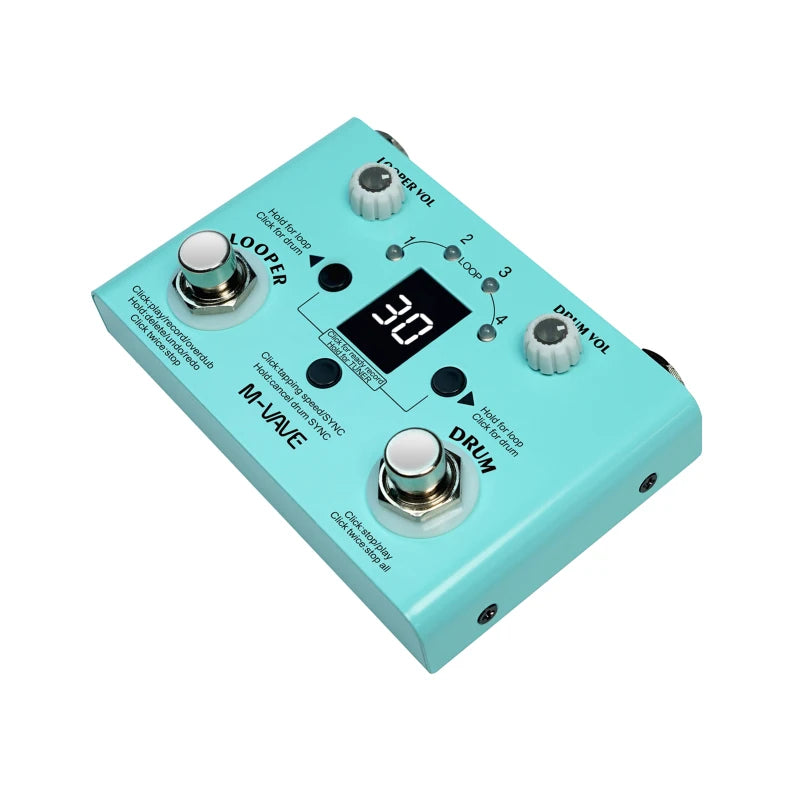M-VAVE Guitar Effect Pedal Drum Looper Effector 30 Drums 11 Mins Looper Recoding Time High Precision Tuner LOST TEMPO CUVAVE