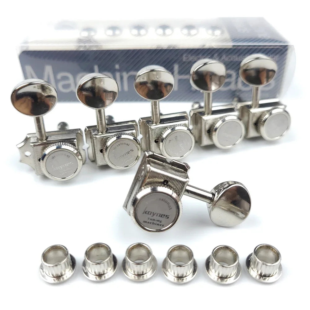 1 Set 6 In-line Locking Vintage Electric Guitar Machine Heads Tuners For ST TL Guitar Lock String Tuning Pegs ( Nickel )
