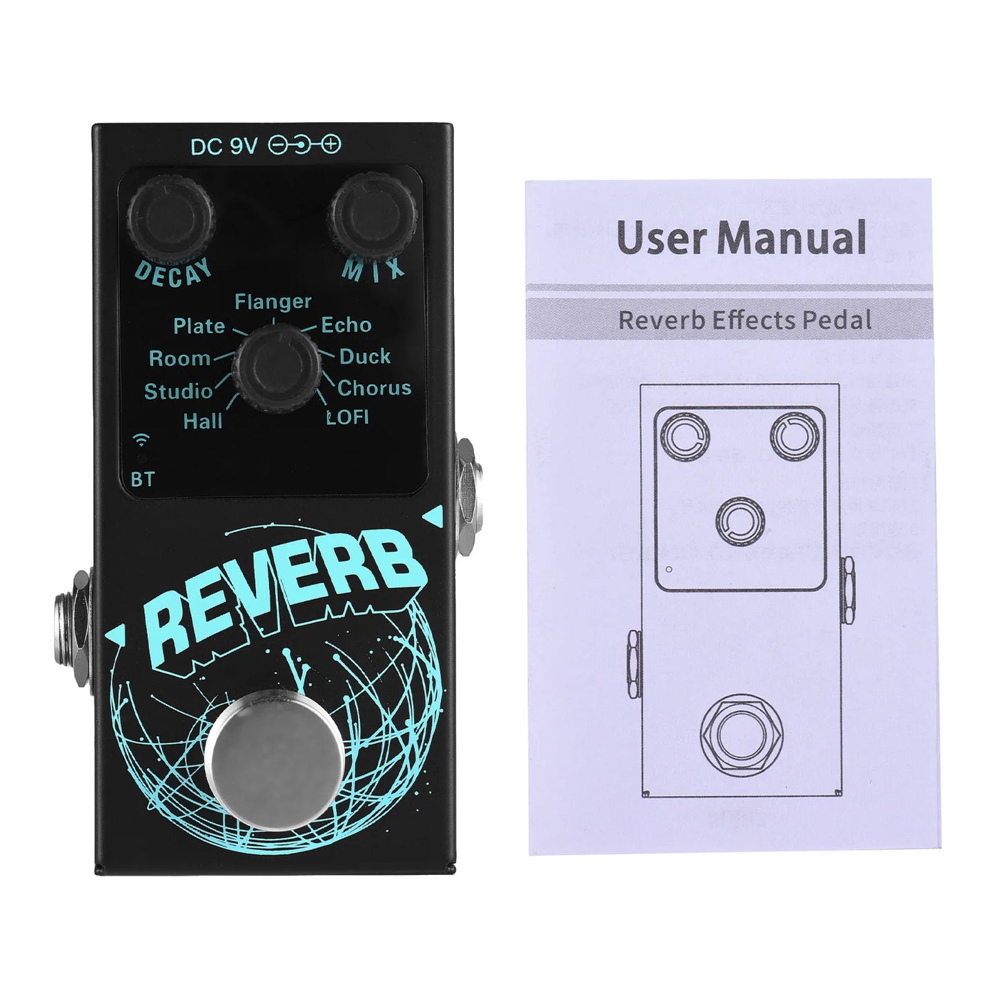 Guitar Effects Pedal Digital Reverb Guitar 9 Different Reverb Guitar Effect Pedal Wireless Accompaniment DECAY/MIX Luminous
