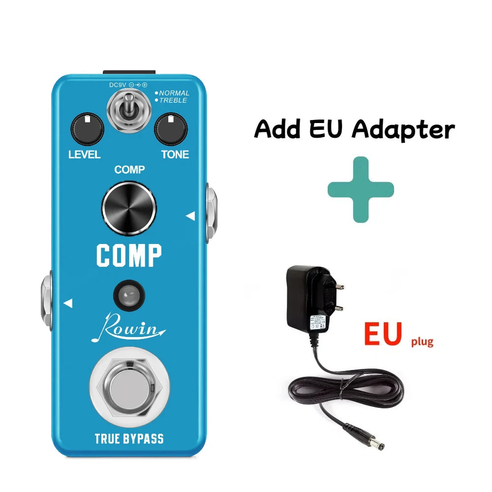 Rowin Guitar Bass Pedal Compressor Effect Comp  Classic Studio Grade Compressors Keep Original Signal Transients Pure Sky Blue