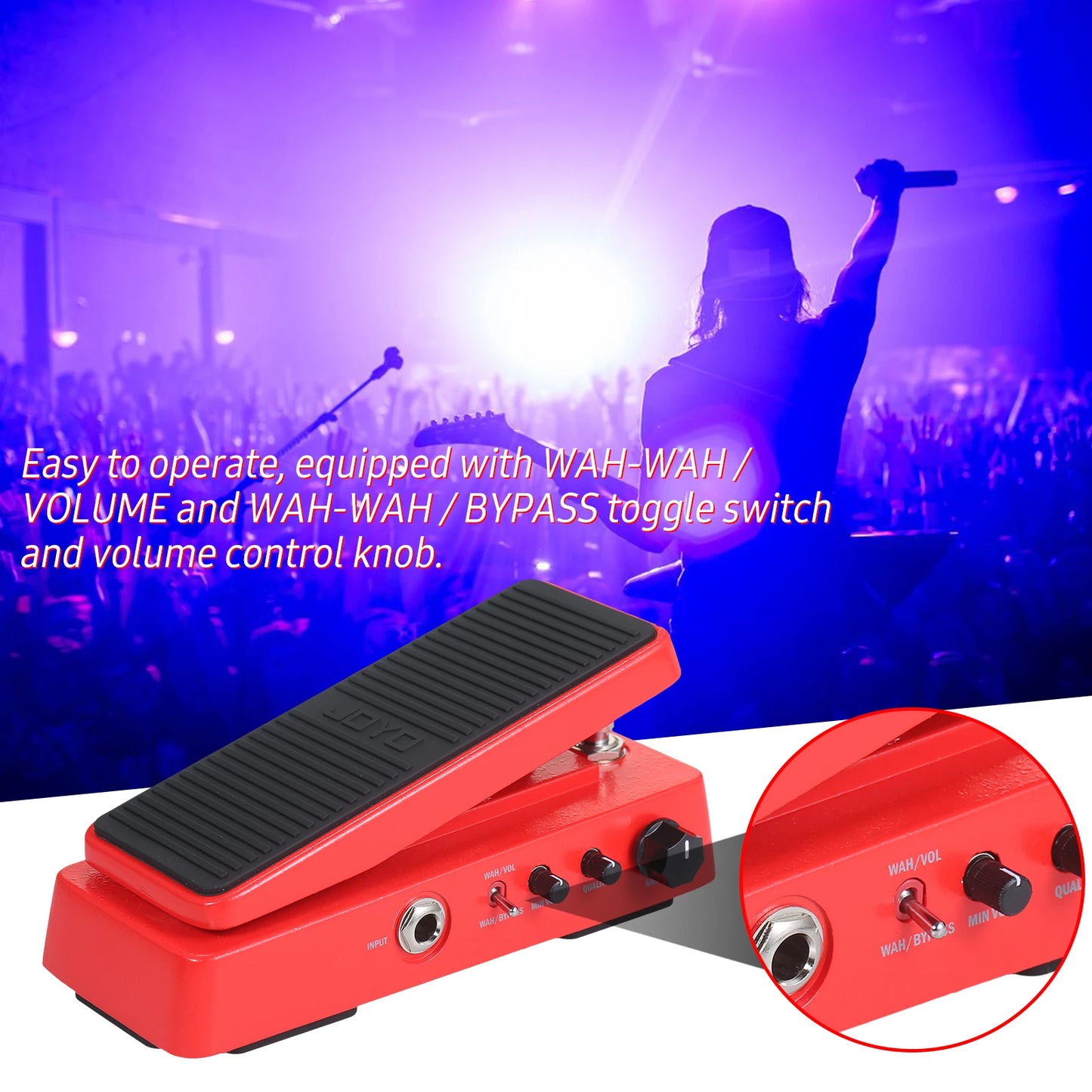 2-In-1 Electric Guitar Tones Effect Pedal with Adjustable Tones and Volumes Wah-Wah Pedal for Electric Guitar Players Musical
