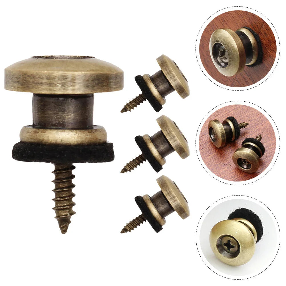 4Pcs Guitar Strap Locks Metal Felt Construction Rust-Resistant Easy Install No Modification Required for Electric Acoustic Bass