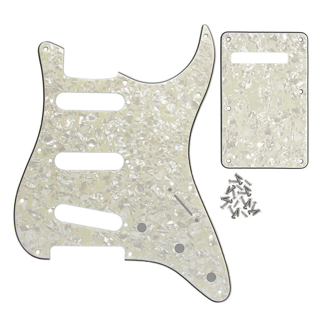 FLEOR ST SSS Electric Guitar Pickguard 11 Hole Scratch Plate & Back Plate & Screws, 13 Colors Choose