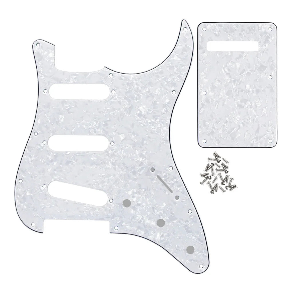 FLEOR ST SSS Electric Guitar Pickguard 11 Hole Scratch Plate & Back Plate & Screws, 13 Colors Choose