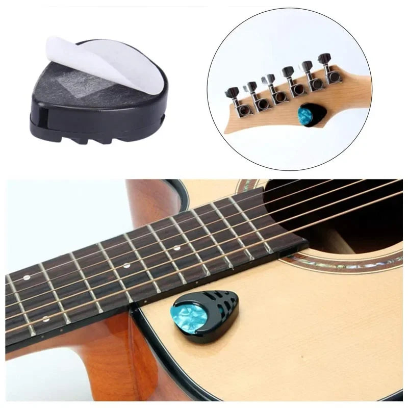 2Pcs Guitar Pick Holders Plastic Stick-on Guitar Pick Case Celluloid Mediator Holders Electric Guitar Accessories for Bass Ukule
